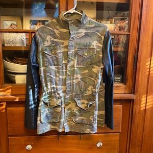 JET John Eshaya Camo Army Jacket with Leather Sleeves